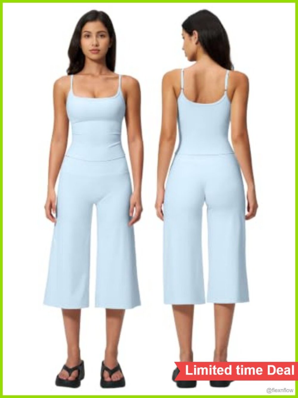 Women's Two Piece Workout Set Wide Leg Capri Pants & Tank Top Yoga Gym